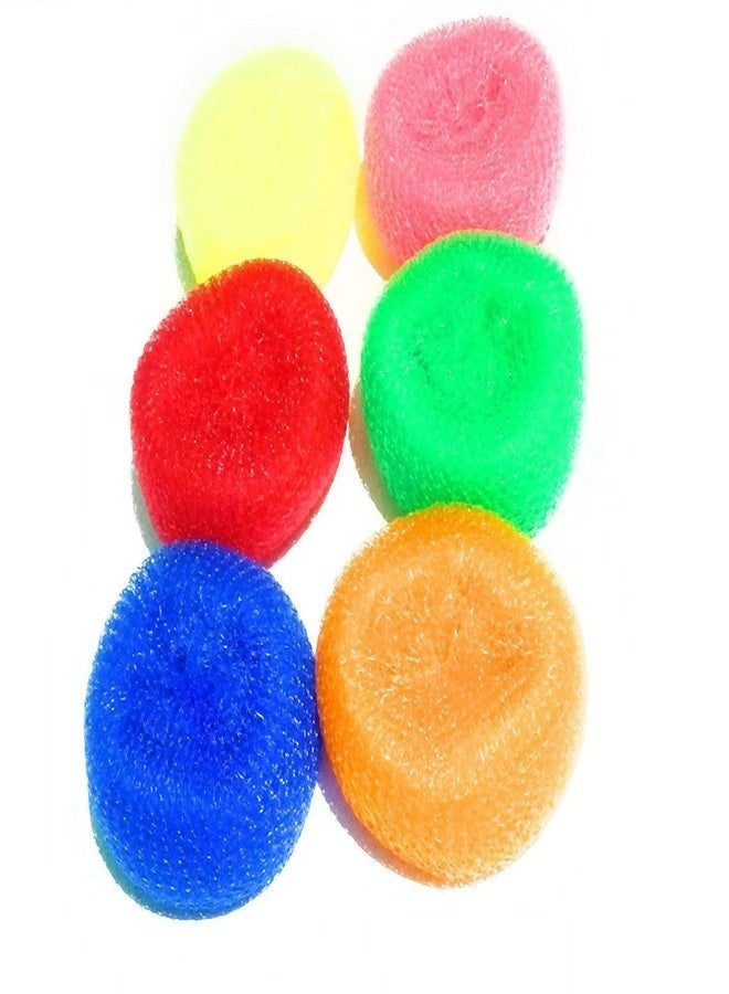 Hookcart Plastic Round Nylon Scrubbers for Teflon pots and Pans Cleans up Big Messes Safe for Non-Stick cookware, Floor, Tile Cleaning & Also for Bath, Multicolour, Pack of 6 - Image 2